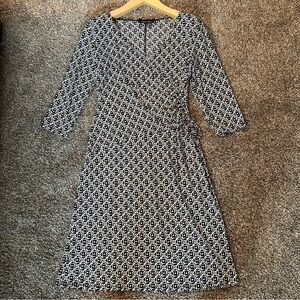 Black Label by Evan-Picone Dress, Sz 12, Black/White, Wrap Like Top, Flattering
